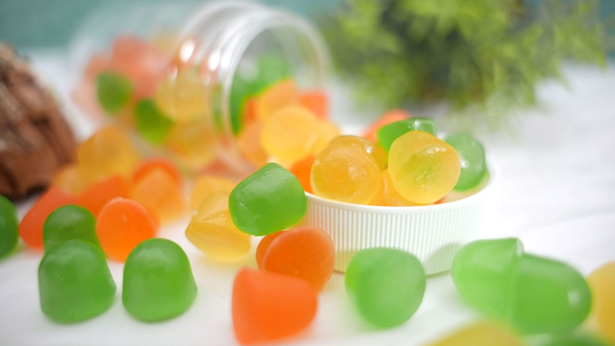 A mix of gummies in different colours